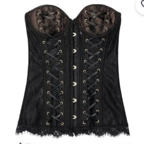 Cross Satin Ribbon Laced Up Corset Victorian